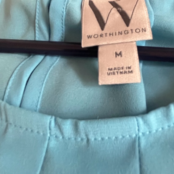 SELLING WORTHINGTON WOMEN BLOUSE SIZE MEDIUM COLOR BLUE SLEEVELESS PRE-OWNED … - Picture 10 of 11